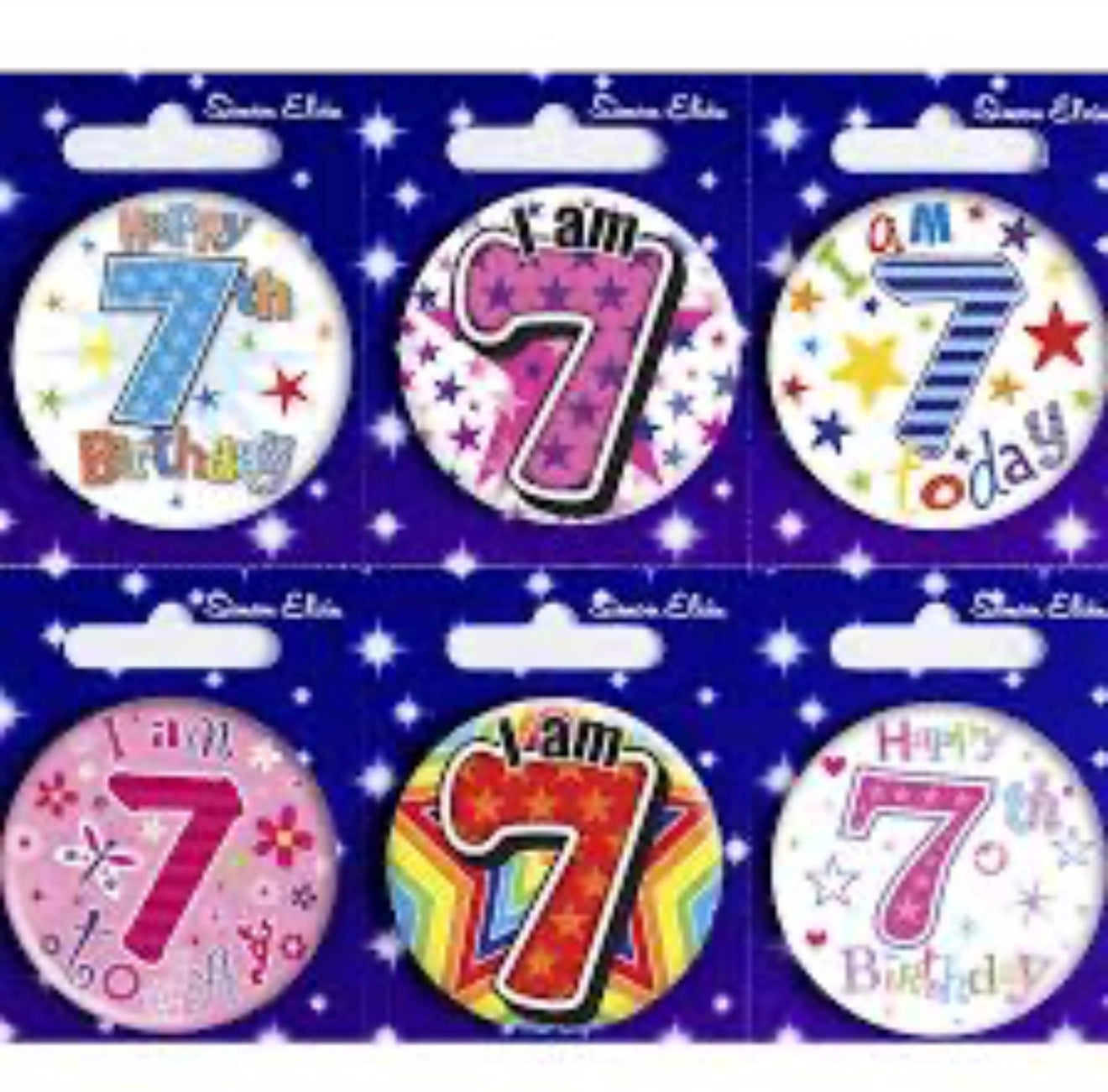 SIMON ELVIN AGE 7 SMALL BADGES ASSORTED DESIGNS