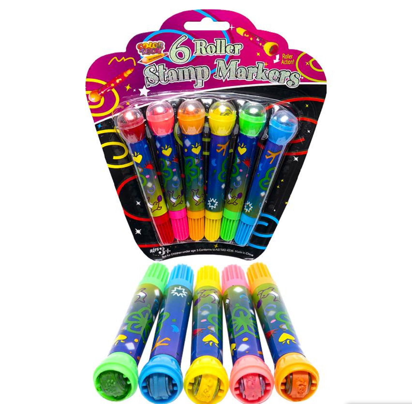 6 ROLLER STAMP MARKERS
