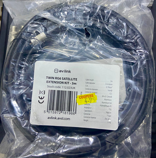 Kit d'extension satellite AV LINK TWIN RG6 3m