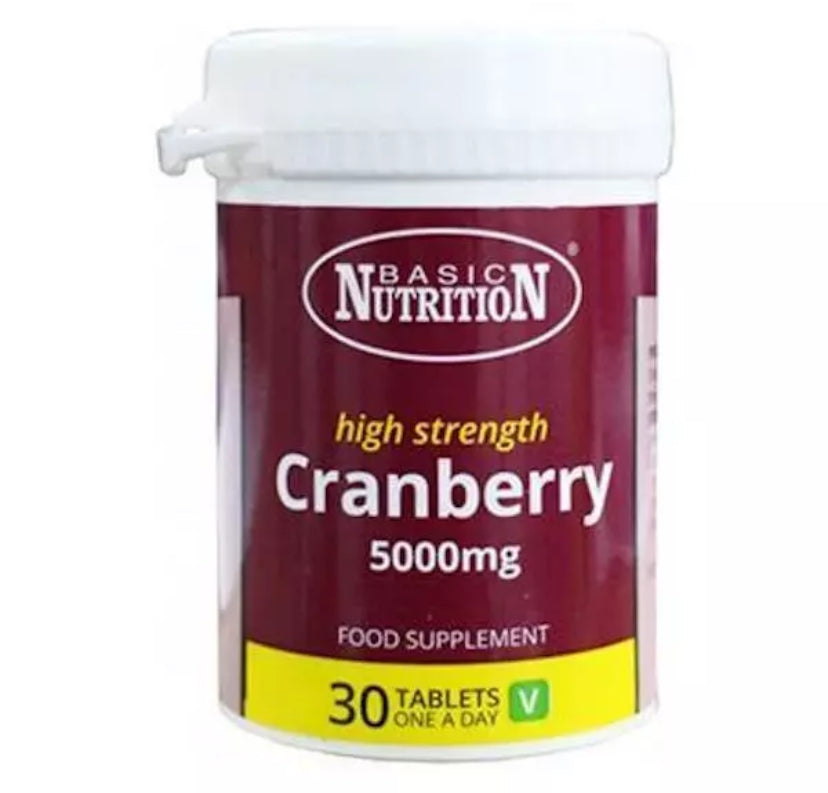 Basic Nutrition Canneberge Haute Concentration 5000mg 30 Comprimés