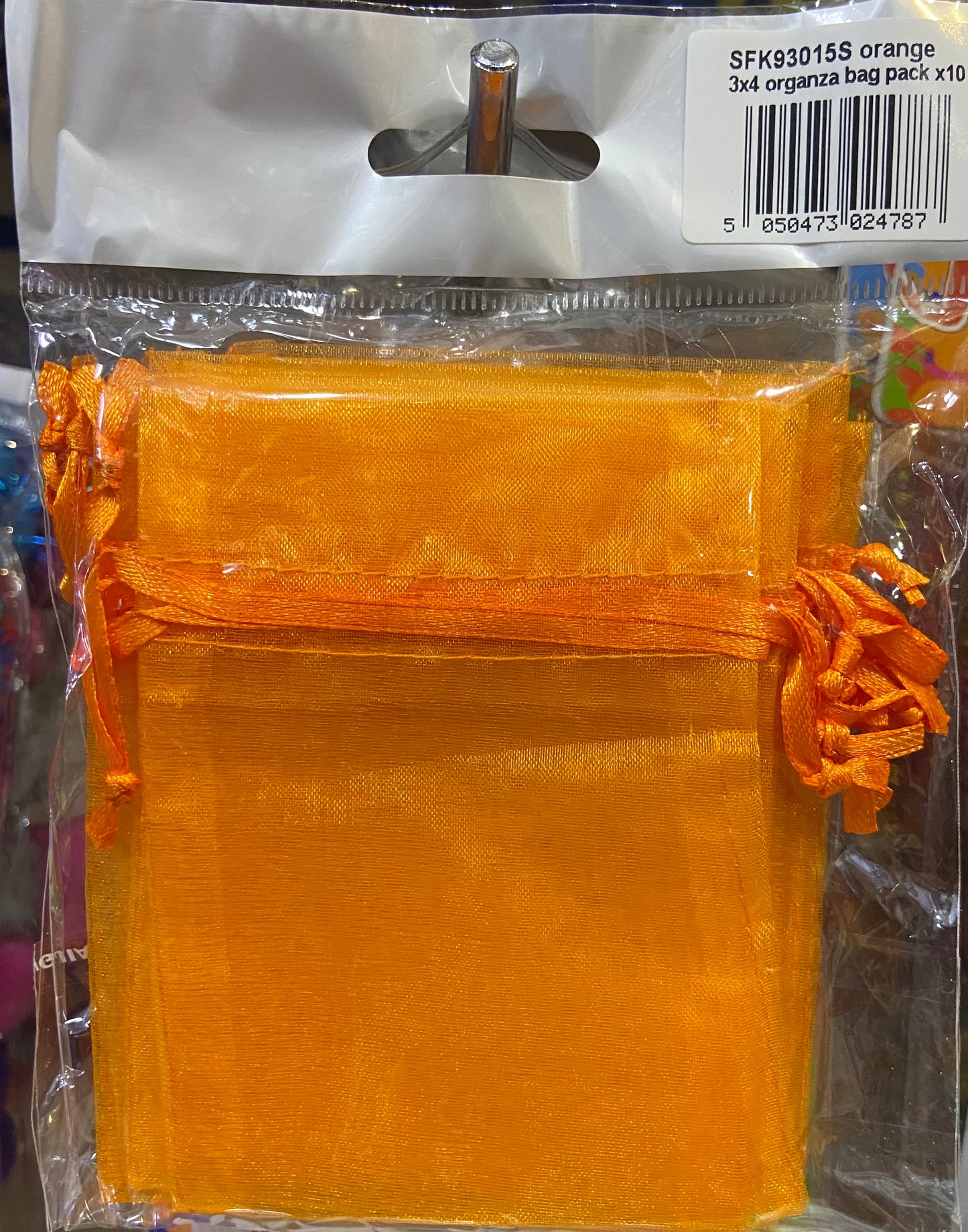ORANGE ORGANZA BAG PACK OF 10 3x4