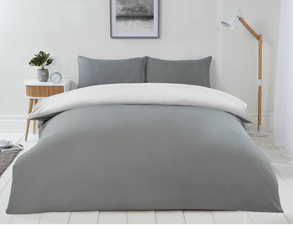LYLA REVERSIBLE DUVET SET SINGLE GREY/WHITE 137x200cm + 50x75cm