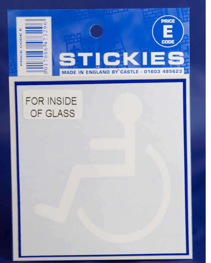Castle Blu Disabled E Code Sticker For Inside Glass