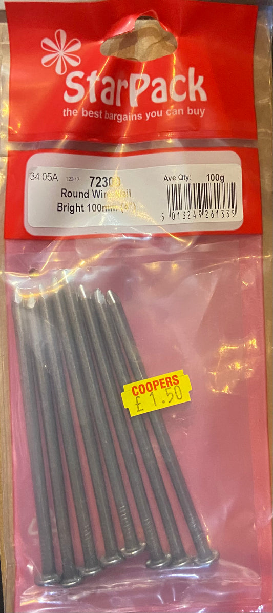 STARPACK ROUND WIRE NAIL BRIGHT 100MM