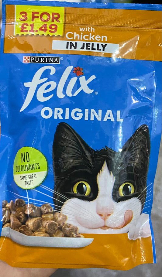 FELIX CAT POUCH POULET PM 3 POUR 1,49 £