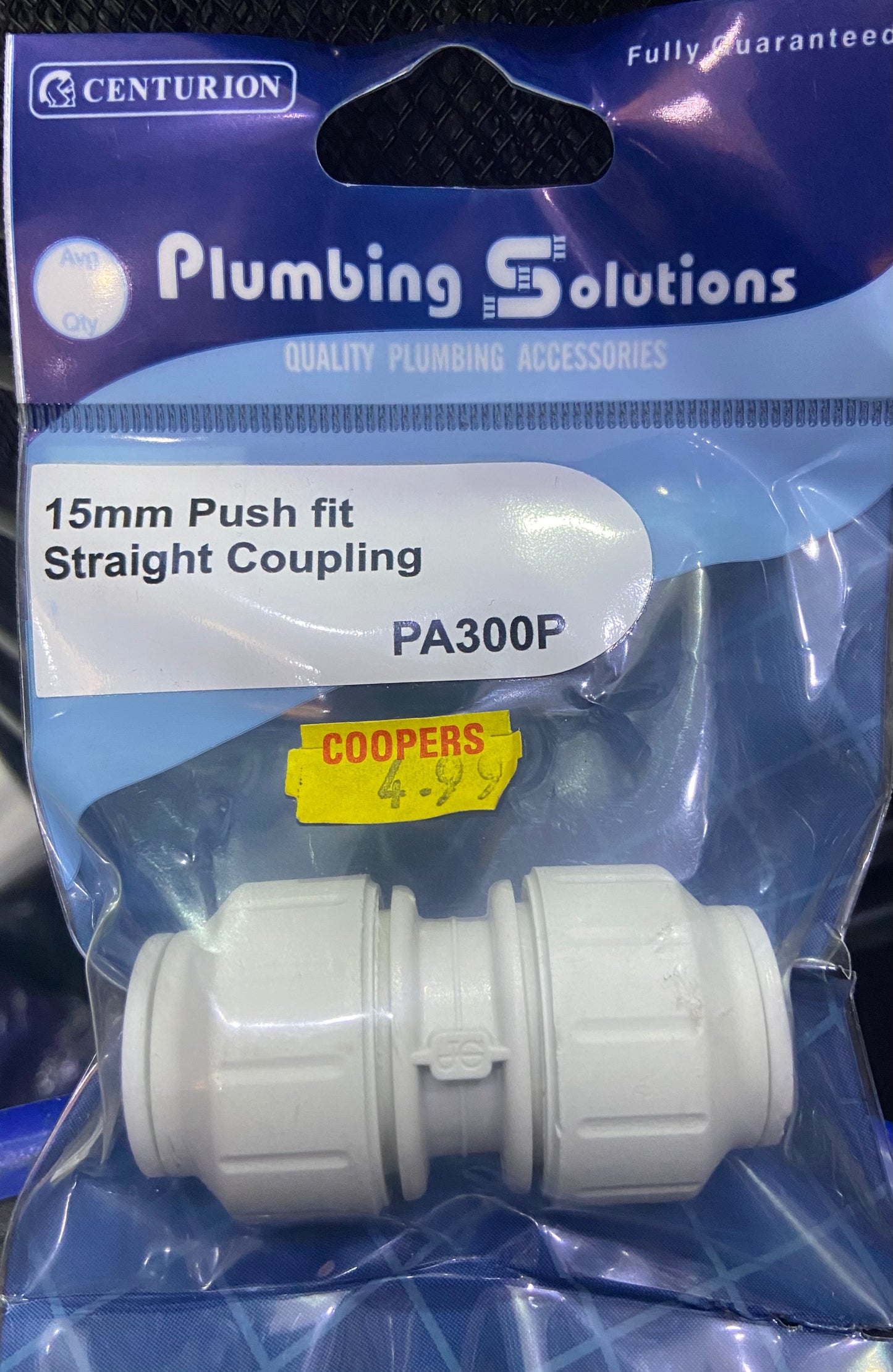 CENTURION PLUMBING SOLUTIONS 15mm PUSH FIT STRAIGHT COUPLING