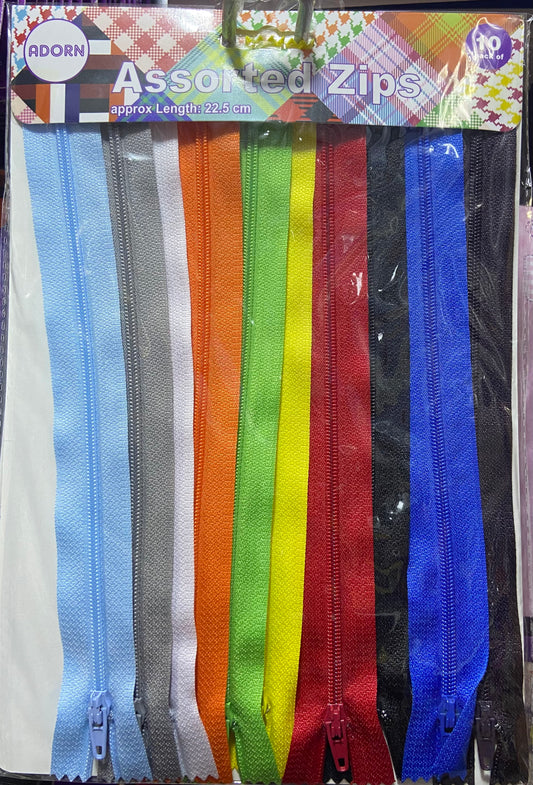 ADORN ASSORTED ZIPS 22.5cm