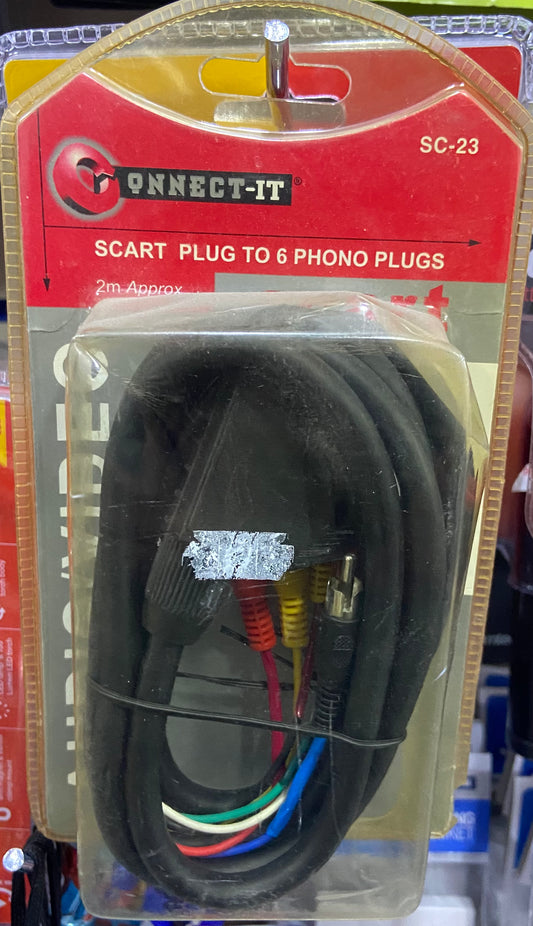 SCART PLUG TO 6 PHONO PLUGS AUDIO/VIDEO