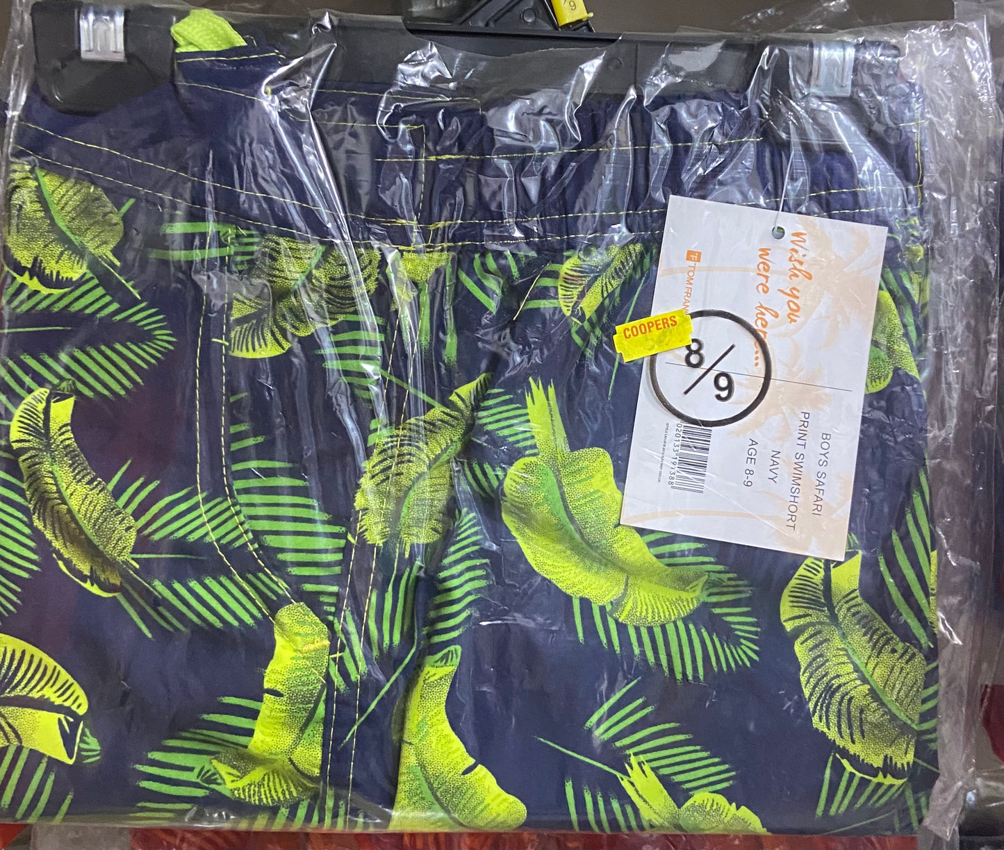 BOYS SAFARI PRINT SWIMSHORT NAVY AGE 8-9