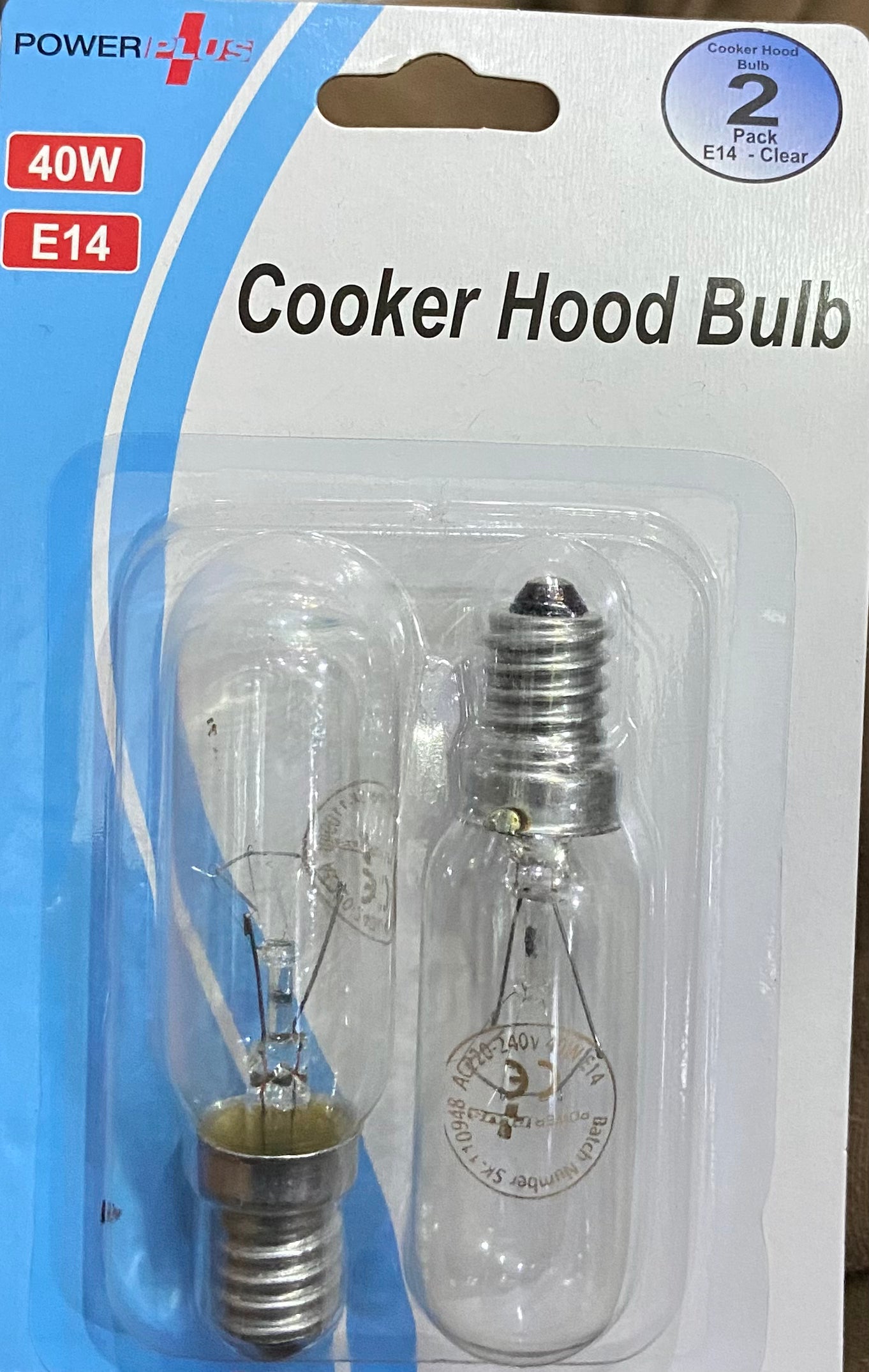 AMPOULE E14 40W POUR HOTTE DE CUISINE POWER PLUS - LOT DE 2