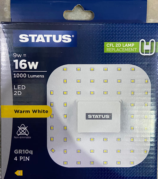 9w - LED - 2D - Warm White - 4 Pin - 1 pk box