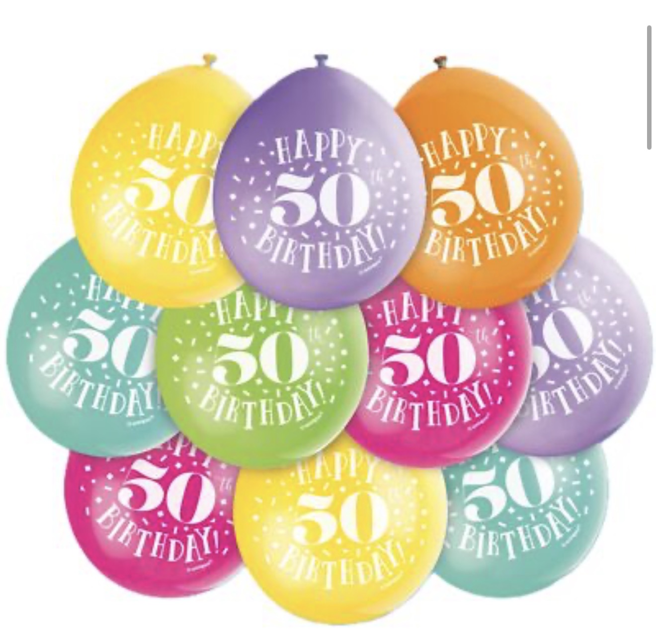 Ballons de baudruche en latex de 9 po « Joyeux 50e anniversaire » uniques (10 unités)