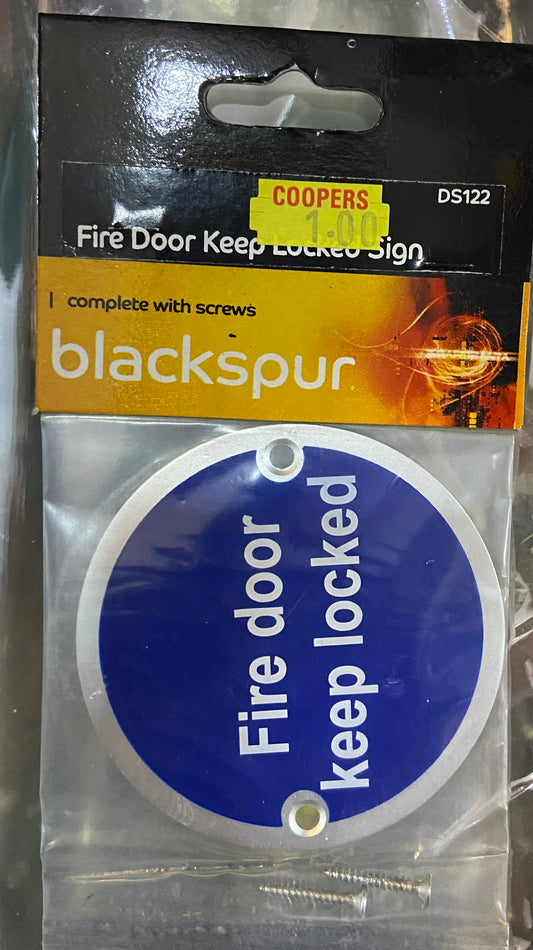 BLACKSPUR Plaque de porte coupe-feu 75 mm À GARDER VERROUILLÉE avec vis