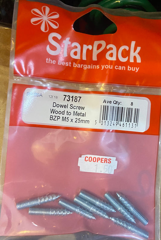 STARPACK VIS À DOUBLE FILETAGE BOIS-MÉTAL BZP M5 x 25 mm