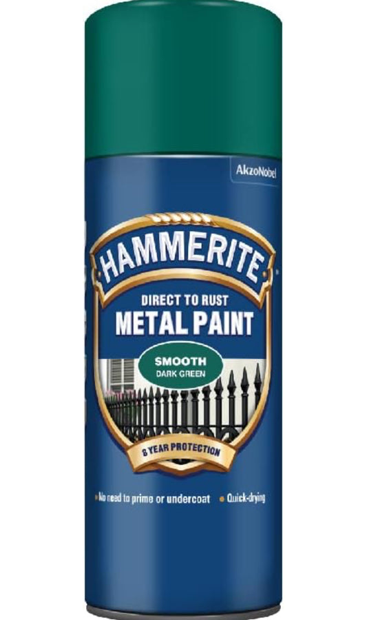 PEINTURE MÉTAL HAMMERITE LISSE VERT FONCÉ AÉROSOL 400ml