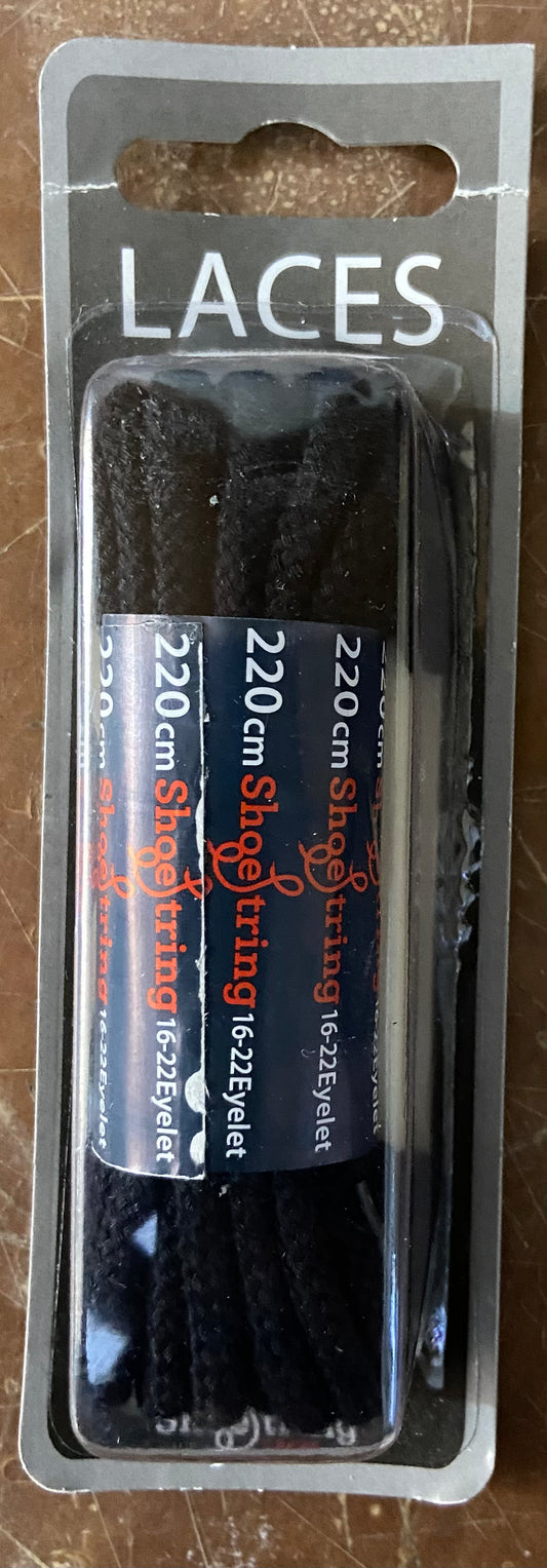SHOE STRING LACES 220cm BLACK