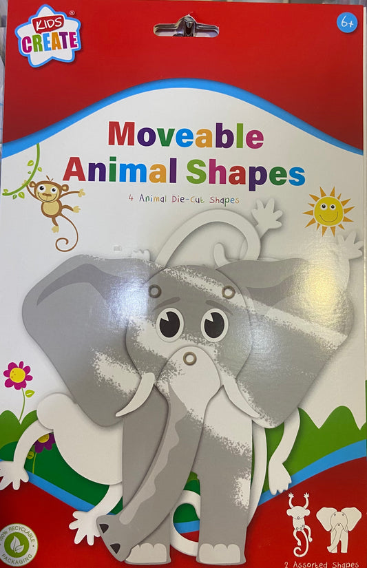 Pack of 4 Assorted Design Moveable Animals Shapes