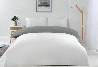 LYLA REVERSIBLE DUVET SET SINGLE GREY/WHITE 137x200cm + 50x75cm