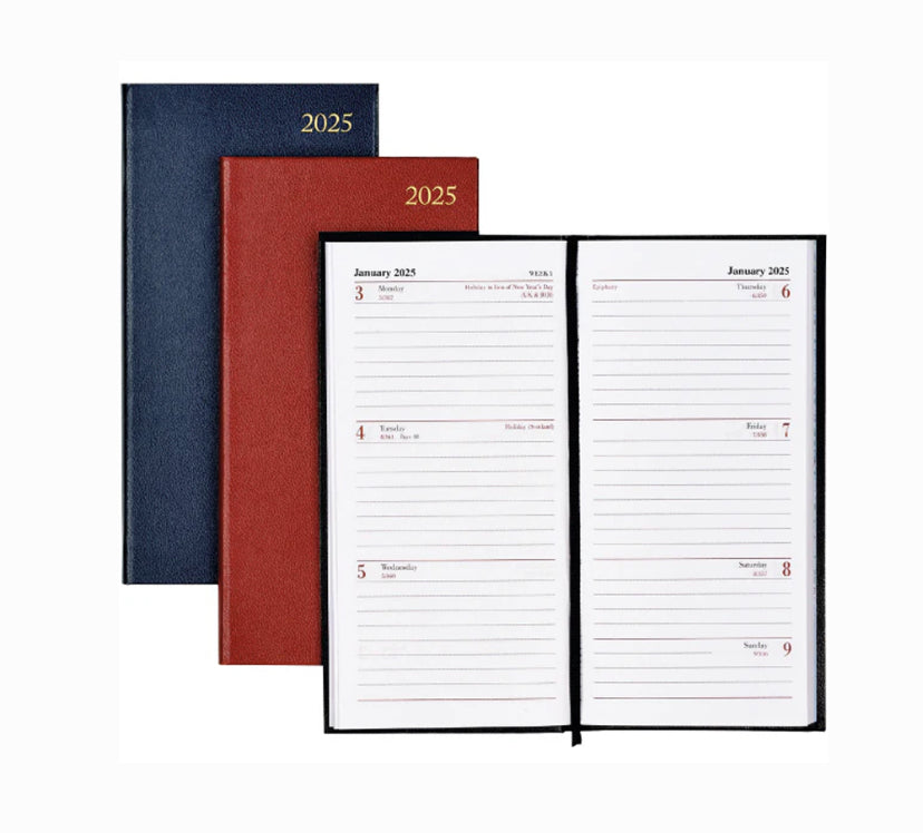 2025 SLIMLINE WEEK TO VIEW HARDBACK DIARIES