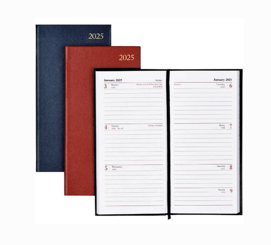 2025 SLIMLINE WEEK TO VIEW HARDBACK DIARIES