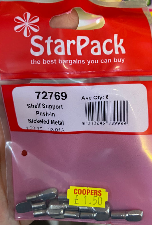 STARPACK SHELF SUPPORT PUSH IN NICKELED METAL