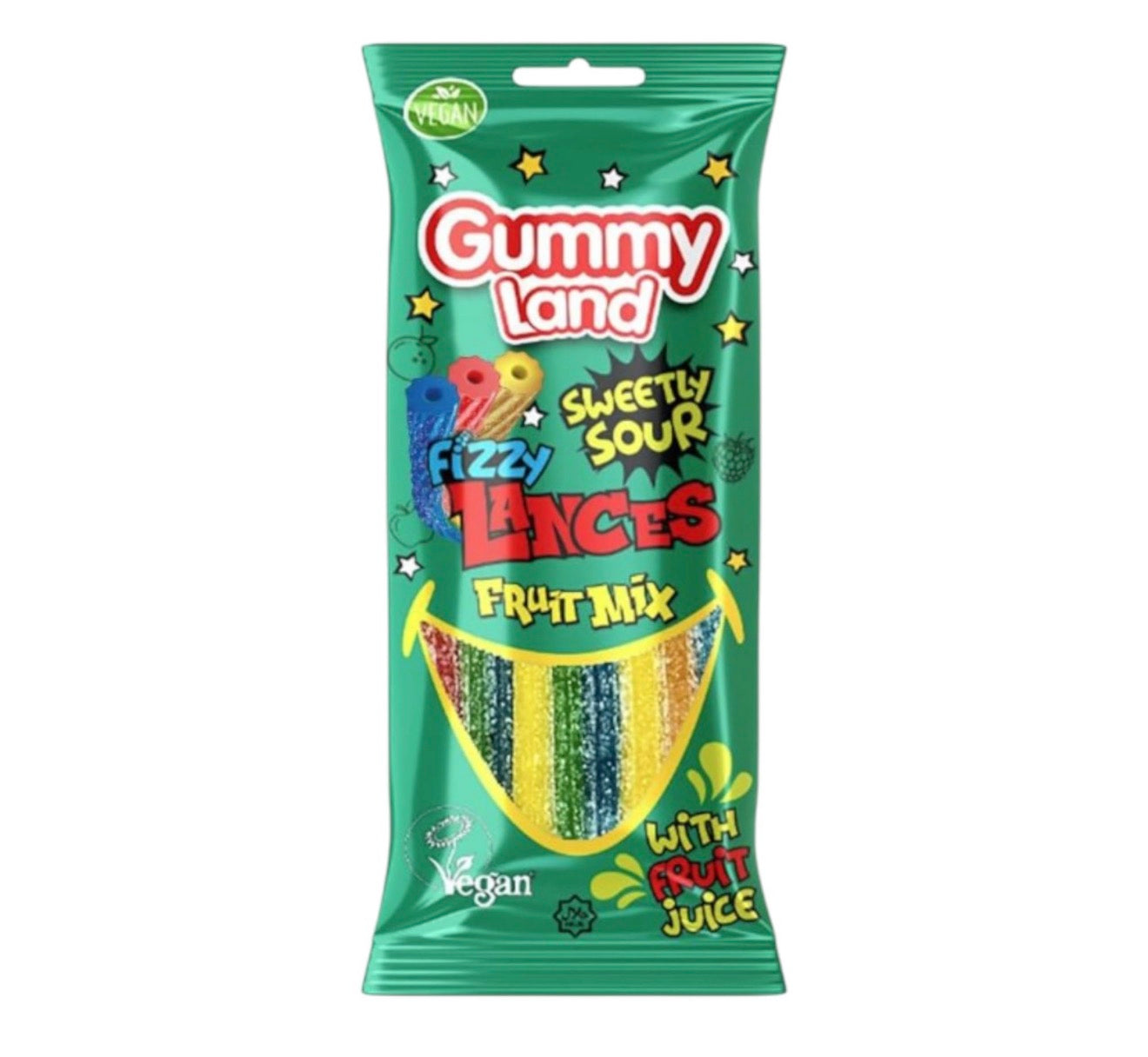 GUMMY LAND FIZZY LACES FRUIT MIX 80g