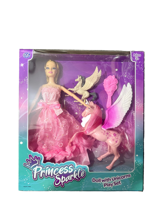 PRINCES SPARKLE DOLL WITH UNICORNS PLAY SET