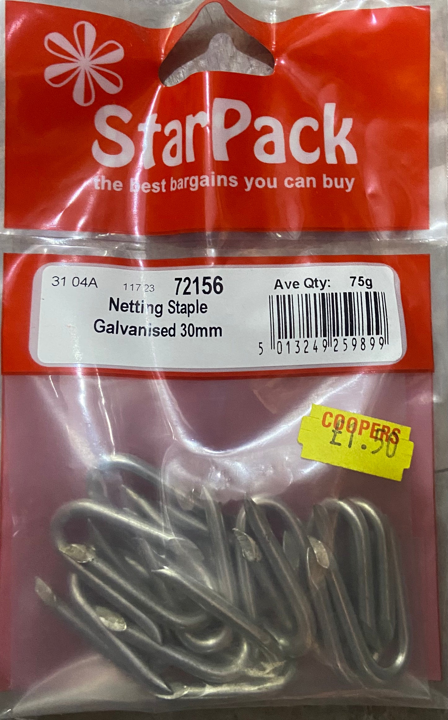 STARPACK 30mm NETTING STAPLE GALVANISED