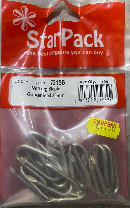 STARPACK 30mm NETTING STAPLE GALVANISED