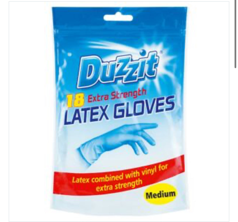 DUZZIT GANTS EN LATEX EXTRA RÉSISTANTS pack de 18 Taille M
