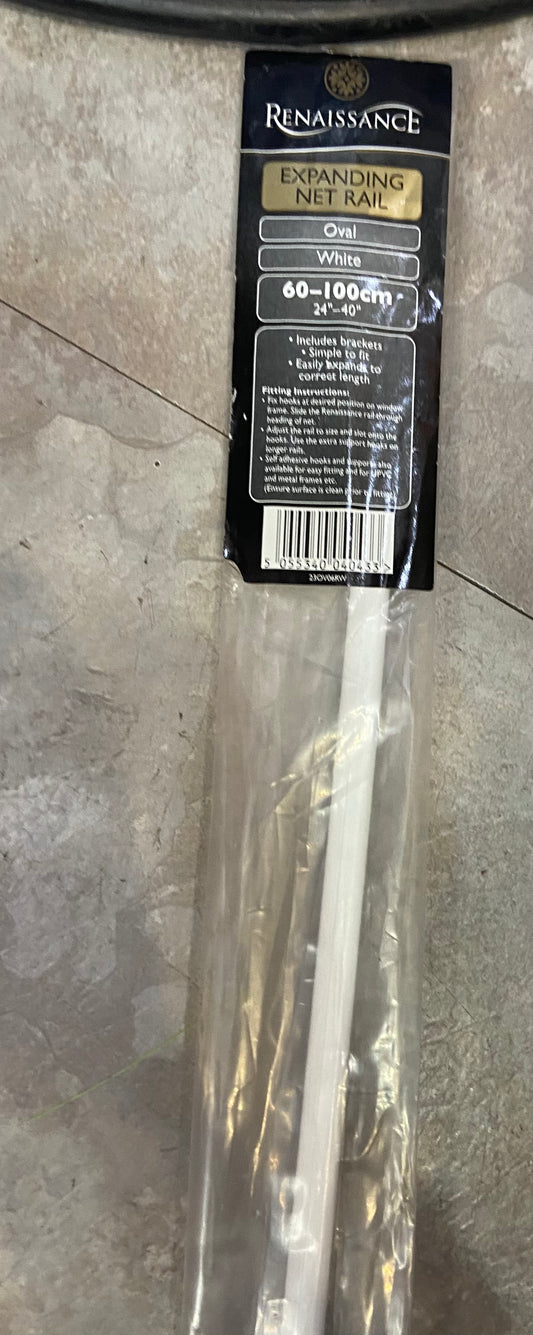 FILET BLANC OVALE EXTENSIBLE DE 60-100cm POUR BARRE DE RIDEAU