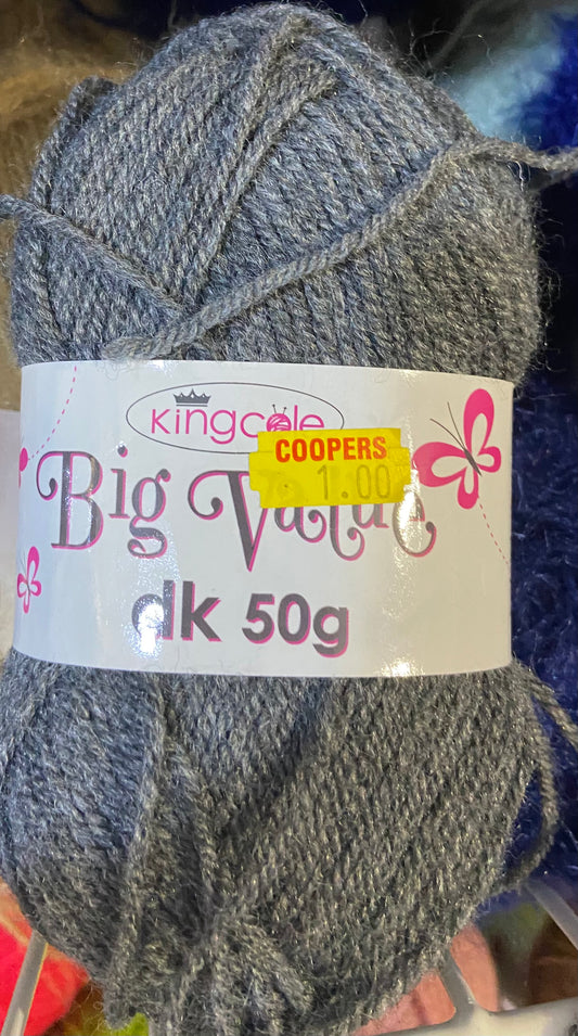 KING COLE DK 50g GREY WOOL