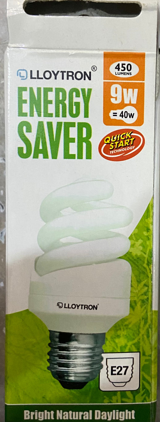 LLOYTRON ENERGY SAVER E27 9w=40w SPIRAL BULB