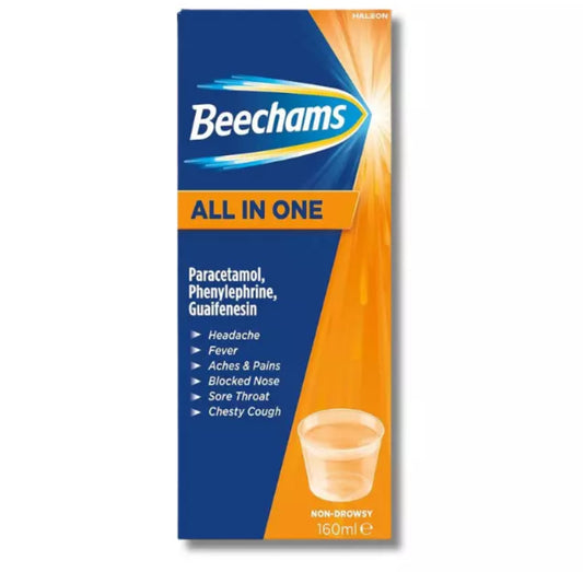 Beechams All-in-One Sirop 160 ml - Sirop apaisant pour le rhume, la toux et la grippe