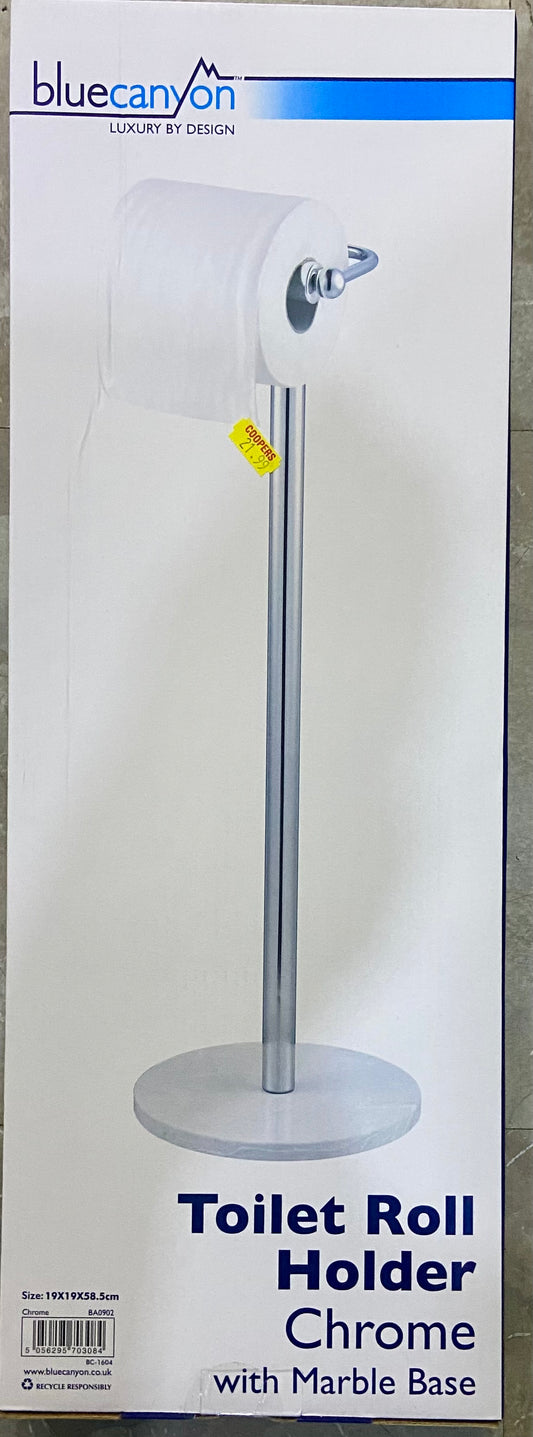 BLUECANYON TOILET ROLL HOLDER CHROME WITH MARBLE BASE