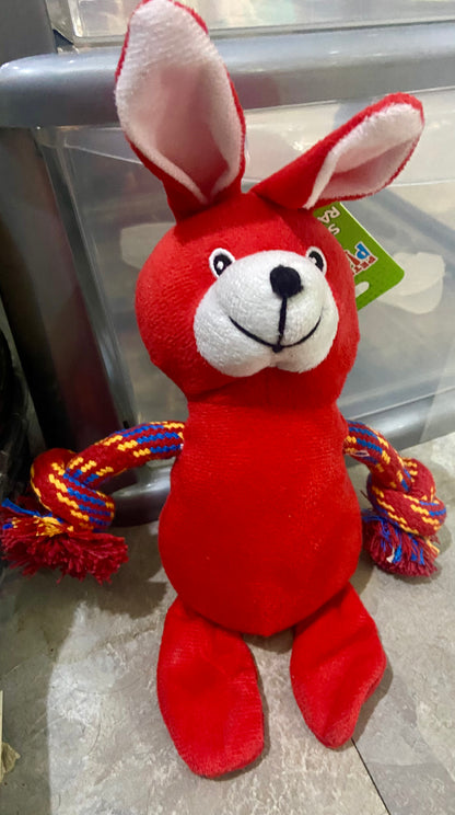 LAPIN EN PELUCHE COUINEUR AVEC BRAS EN CORDE