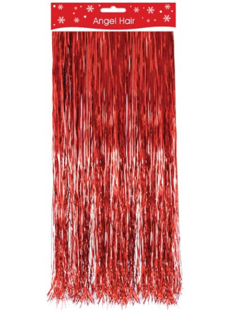 GUIRLANDE LAMETTES ROUGE DÉCHIQUETÉE BRILLANTE CHEVEUX D'ANGE FÊTE DÉCORATION NOËL