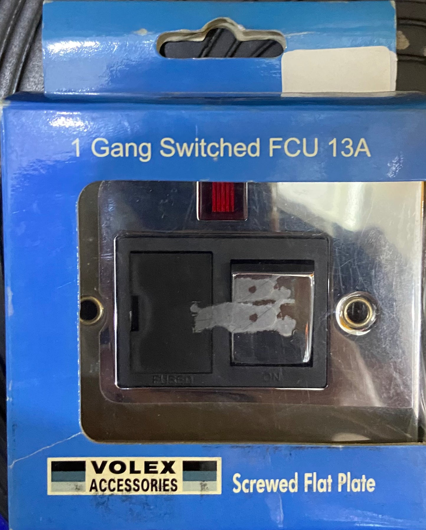 VOLEX 1 GANG SWITCHED FUSED CONNECTION UNIT 13A WITH NEON BLACK INTERIOR POLISHED CHROME