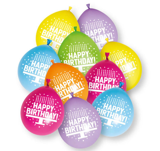9in UNIQUE HAPPY BIRTHDAY LATEX BALLOONS 10