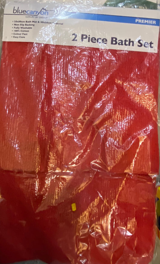 BLUECANYON 2 PIECE BATH SET 50x80, 50x50cm DEEP RED