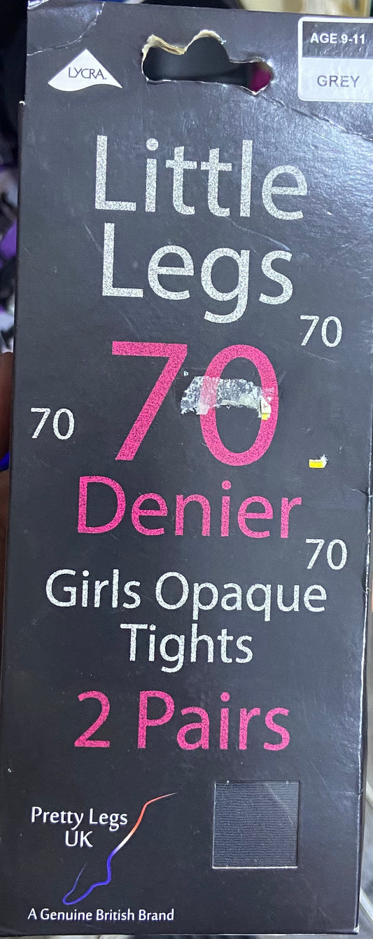 LITTLE LEGS GIRLS OPAQUE TIGHTS GREY AGE 9-11