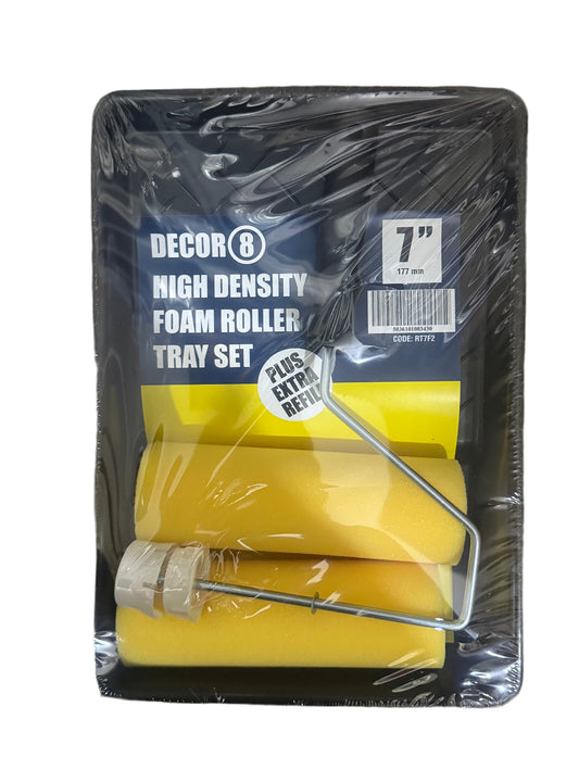 DECOR8 HIGH DENSITY FOAM ROLLER TRAY SET PLUS EXTRA REFIL 7”