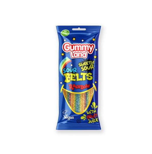 GUMMY LAND SWEETY SOUR BELTS RAINBOW 80g