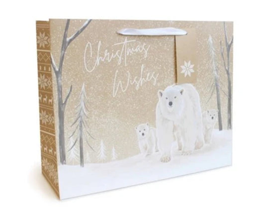 SAC CADEAU NOËL KRAFT OURS POLAIRES MOYEN