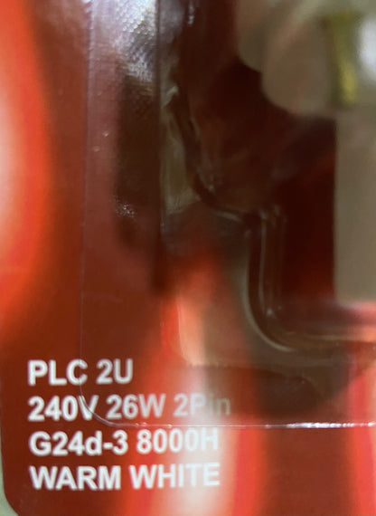 PLC 2U 240V 26W 2PIN WARM WHITE