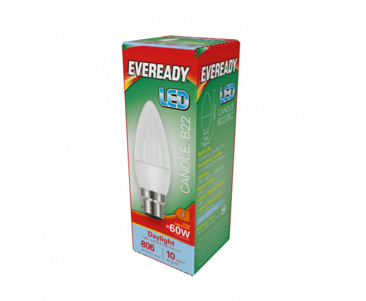 EVEREADY LED CANDLE B22 7.3w=60w DAYLIGHT 806LM