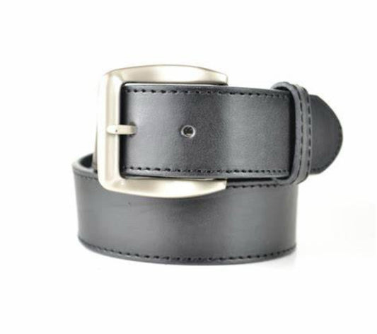 Mens Black Double Stitched Leather Lined Belt L(38”-40”)