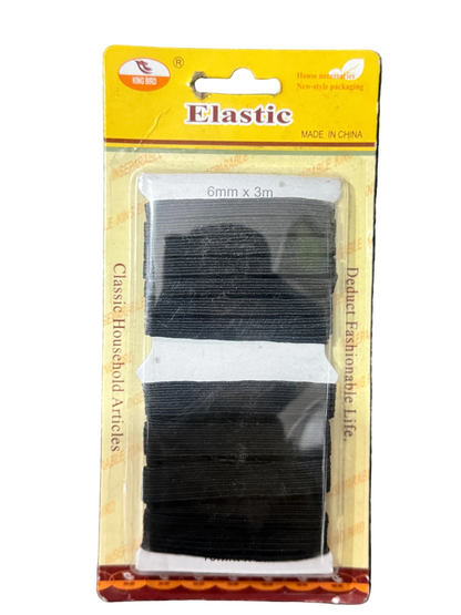 Black and White ELASTIC 6mm x 3m + 10mmx2m