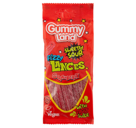 GUMMY LAND FIZZY LACES STRAWBERRY 80g