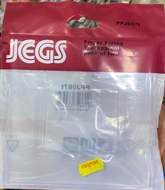 JEGS FINGER PLATES TRANSPARENT PACK OF TWO